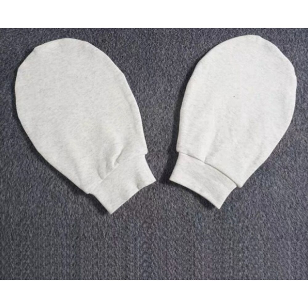 Cotton Sleep Gloves Anti Scratch Mittens Soft Light Gray One Size